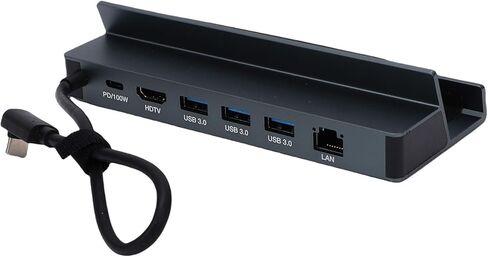 محطة إرساء Dpofirs Steam Deck 6in1، مخرج 4K 60 هرتز، شحن سريع 100 وات PD، USB3.0، HDMI، RJ45، لـ ROG Ally، لـ Legion Go in Kuwait