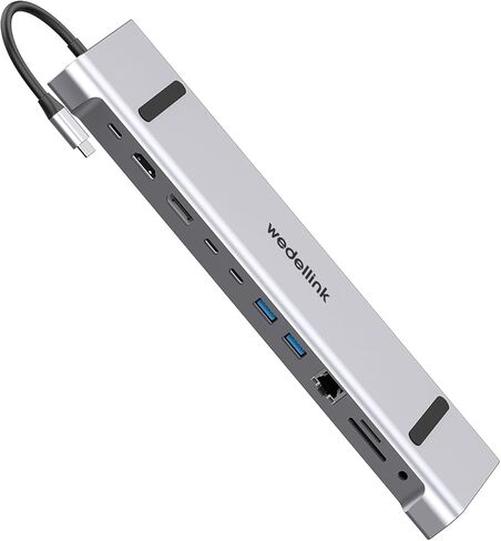 قاعدة توصيل USB C 12 في 1 شاشة مزدوجة HDTV، 4K DP، USB 3.0، 100W PD، RJ45، قارئ SD/TF، ​​قاعدة كمبيوتر محمول عالمية لأجهزة MacBook Pro/Air، Dell، HP، Surface، Lenovo، التوصيل والتشغيل in Kuwait