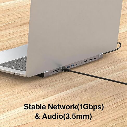 قاعدة توصيل USB C 12 في 1 شاشة مزدوجة HDTV، 4K DP، USB 3.0، 100W PD، RJ45، قارئ SD/TF، ​​قاعدة كمبيوتر محمول عالمية لأجهزة MacBook Pro/Air، Dell، HP، Surface، Lenovo، التوصيل والتشغيل in Kuwait