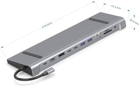 قاعدة توصيل USB C 12 في 1 شاشة مزدوجة HDTV، 4K DP، USB 3.0، 100W PD، RJ45، قارئ SD/TF، ​​قاعدة كمبيوتر محمول عالمية لأجهزة MacBook Pro/Air، Dell، HP، Surface، Lenovo، التوصيل والتشغيل in Kuwait
