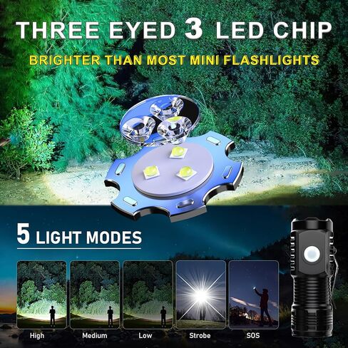 Rechargeable Flashlights 4 Pack, Mini Flashlight High Lumens 3 LED Emergency Handheld Flashlight, 5-Modes Mini Rechargeable Flashlight for Camping Biking Hiking Outdoor Home Emergency in Kuwait