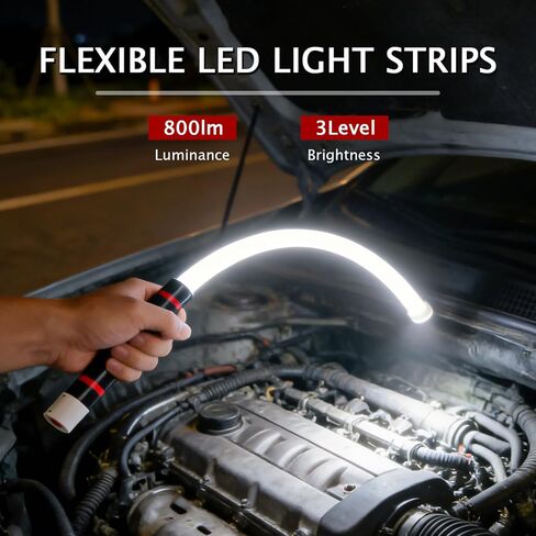 2026 Rechargeable 27" Flexible LED Flashlight Stick - Bendable Work Light with 3 Brightness Levels for Car Repairs, Mechanical Inspections & Tight Spaces - High Lumen Performance in Kuwait