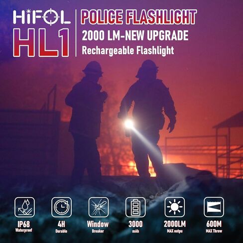Tactical Flashlights 2000 Lumens, Police Flashlight with Rotatable Holster for Duty Belt, Handheld Flashlights for Camping/Law Enforcement HL1 in Kuwait