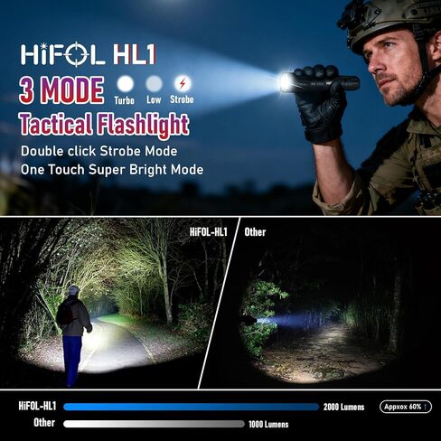 Tactical Flashlights 2000 Lumens, Police Flashlight with Rotatable Holster for Duty Belt, Handheld Flashlights for Camping/Law Enforcement HL1 in Kuwait