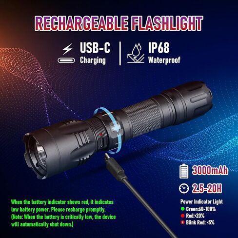 Tactical Flashlights 2000 Lumens, Police Flashlight with Rotatable Holster for Duty Belt, Handheld Flashlights for Camping/Law Enforcement HL1 in Kuwait
