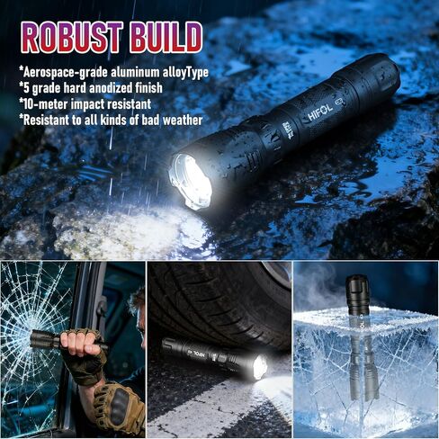 Tactical Flashlights 2000 Lumens, Police Flashlight with Rotatable Holster for Duty Belt, Handheld Flashlights for Camping/Law Enforcement HL1 in Kuwait