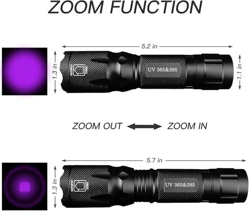 Rechargeable UV Flashlight, 365nm 395nm Dual UV Flashlight, USB-C Blacklight Ultraviolet Flashlights for Pet Urine, AC Leak Detection, Resin Curing, Uranium Glass & Rocks Scorpion Finder in Kuwait