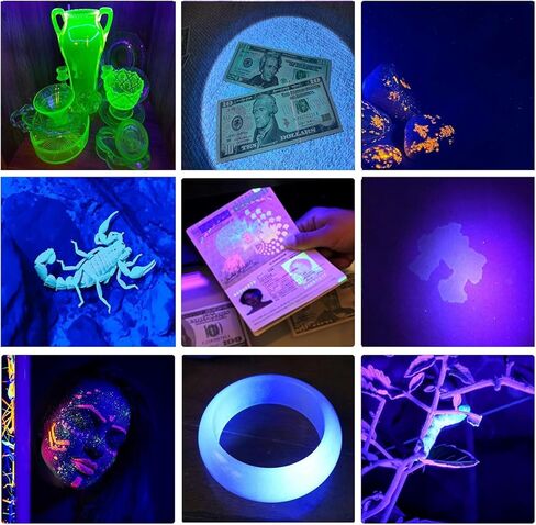 Rechargeable UV Flashlight, 365nm 395nm Dual UV Flashlight, USB-C Blacklight Ultraviolet Flashlights for Pet Urine, AC Leak Detection, Resin Curing, Uranium Glass & Rocks Scorpion Finder in Kuwait