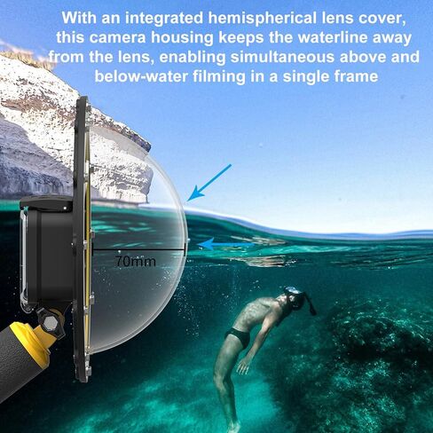 Diyeeni Dome Port Lens حافظة مقاومة للماء مع أزرار مصراع مريحة 30 مترًا للغوص العميق لكاميرا الحركة والغطس والغوص وركوب الأمواج in Kuwait