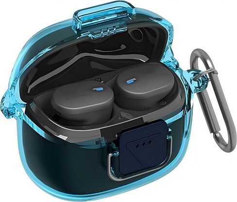 Geiomoo Case for JBL Tune Buds 2, Soft Flexible Scratch Resistant Protective Cover with Carabiner (Black) in Kuwait