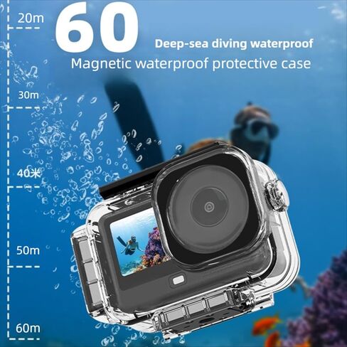 60M Water Proof Case for Action 6 Camera, Magnetic Quick Release Underwater Housing with Anti Fog Design for Diving Snorkeling Water Sports in Kuwait