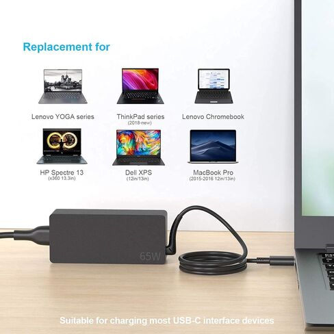 65 واط USB-C شاحن لينوفو ثينك باد P14s Gen 2 20VX 20VY محمول محول التيار الكهربائي الحبل in Kuwait