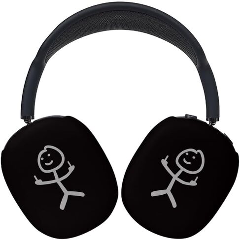Protective Carrying Case for Apple AirPods Max, Shockproof Hard Shell Headphone Cover with Stick Figure Design (Black) in Kuwait