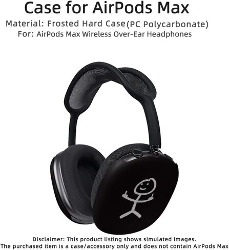 Protective Carrying Case for Apple AirPods Max, Shockproof Hard Shell Headphone Cover with Stick Figure Design (Black) in Kuwait