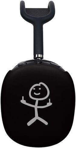 Protective Carrying Case for Apple AirPods Max, Shockproof Hard Shell Headphone Cover with Stick Figure Design (Black) in Kuwait