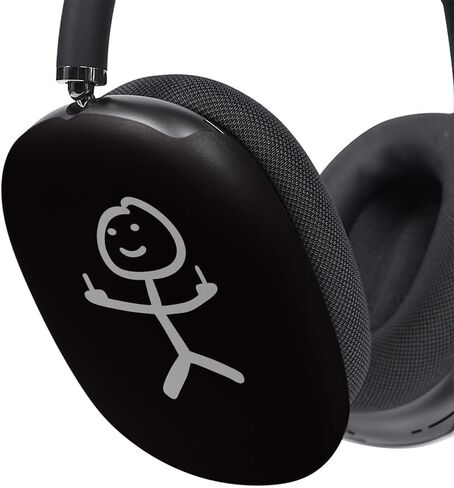 Protective Carrying Case for Apple AirPods Max, Shockproof Hard Shell Headphone Cover with Stick Figure Design (Black) in Kuwait