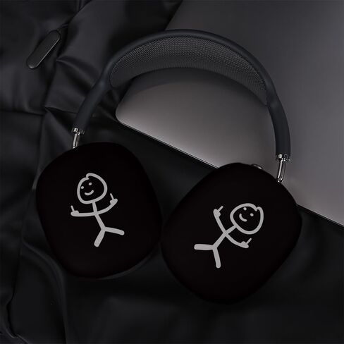 Protective Carrying Case for Apple AirPods Max, Shockproof Hard Shell Headphone Cover with Stick Figure Design (Black) in Kuwait