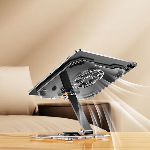 Acrylic 360° Rotating Tablet Stand, Foldable Metal Phone Holder for Desk, Creative Football Square Design, Portable Universal Stand Compatible with iPad, Huawei & All 4-12.9 Inch Devices - Pink in Kuwait