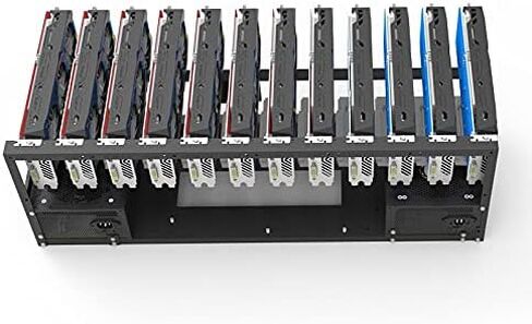 إطار جهاز تعدين فولاذي 6GPU/ 8GPU/12GPU عامل منجم في الهواء الطلق لتعدين العملات المشفرة Bitcoin/ETH/ETC/ZEC، دعم الطاقة المزدوجة، رف الإطار فقط، المراوح ووحدة معالجة الرسومات غير متضمنة in Kuwait