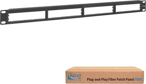 ICC Plug-and-Play 1 RMS Fiber Optic Blank Patch Panel, 4 Cassette Slots, 19" 1U Rack Mount Fiber Enclosure, UL Listed, Black in Kuwait