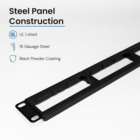 ICC Plug-and-Play 1 RMS Fiber Optic Blank Patch Panel, 4 Cassette Slots, 19" 1U Rack Mount Fiber Enclosure, UL Listed, Black in Kuwait