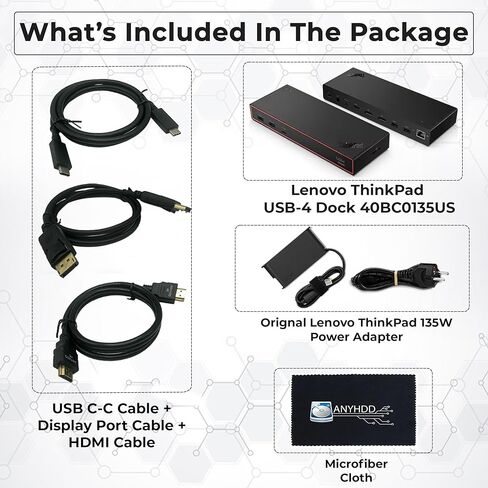 محطة إرساء الكمبيوتر المحمول Lenovo 40BC0135US USB4 Smart Dock 5500 مع كابل USB4 مدمج، ومخرج فيديو HDMI 2.1 وDisplayPort 1.4، ومنافذ USB-A وUSB-C متعددة، جيجابت إيثرنت، توصيل طاقة 100 وات in Kuwait