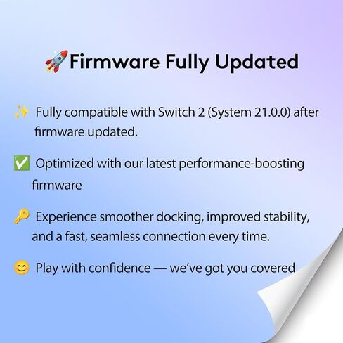 محول Switch 2 Dock HDMI 2.1، مخرج HDR فائق 4K 144 هرتز 120 هرتز و48 جيجابت في الثانية، شحن سريع PD 100 وات، محطة إرساء محمولة للسفر للتلفزيون، متوافقة مع نينتندو سويتش 2 (أقل من V21.0.0 فقط)/OLED/2017 in Kuwait