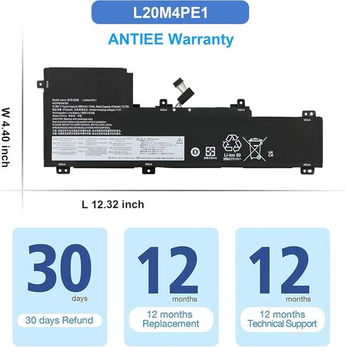 بطارية الكمبيوتر المحمول ANTIEE L20C4PE1 L20L4PE1 L20M4PE1 لجهاز Lenovo IdeaPad 5 Pro-16ACH6 Pro-16IHU6 IdeaPad Creator 5-16ACH6 Series 5B11B66552 SB11B66551 5B11B66555 5B11B66554 15.36V 75Wh 4883 مللي أمبير in Kuwait