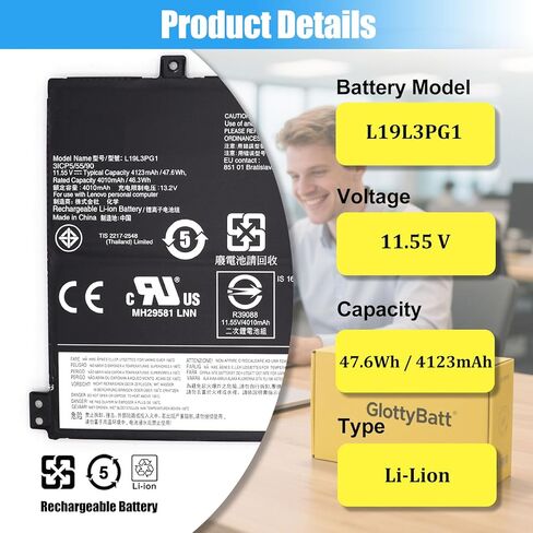 استبدال بطارية L19L3PG1 L19M3PG1 لجهاز Lenovo 100e 300e Chromebook الجيل الثاني AST 82CD 82CE ideapad 3 CB-11AST05 82H4 بطارية كمبيوتر محمول من سلسلة L19C3PG1 SB10X68685 5B10X65684 5B10X65680 47Wh in Kuwait