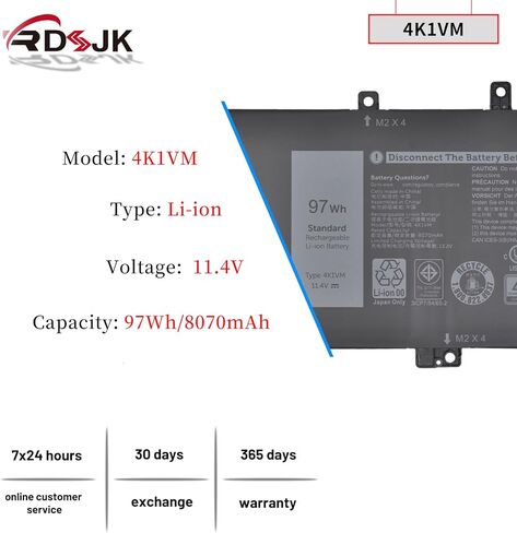 4K1VM Laptop Battery for Dell G7 17 7700 Series W62W6 0W62W6 XYCW0 0XYCW0 9TM7D 09TM7D V0GMT NCC3D 0NCC3D NYD3W 0NYD3W TJDRR 0TJDRR 3ICP7/54/65-2 11.4V 97Wh in Kuwait