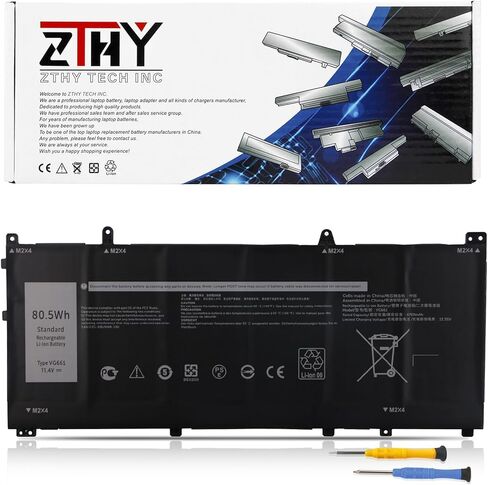 ZTHY 80.5Wh VG661 Laptop Battery Replacement for Dell Alienware X14 R1 Alienware X14 R2 Series Notebook 0GD3C9 GD3C9 0V4N84 V4N84 31CP5/46/95-2 11.4V 6709mAh 6-Cell in Kuwait