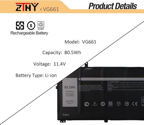 ZTHY 80.5Wh VG661 Laptop Battery Replacement for Dell Alienware X14 R1 Alienware X14 R2 Series Notebook 0GD3C9 GD3C9 0V4N84 V4N84 31CP5/46/95-2 11.4V 6709mAh 6-Cell in Kuwait