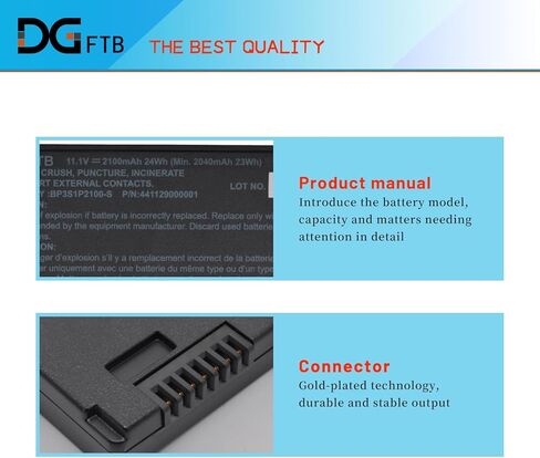 بطارية بديلة للكمبيوتر المحمول DGFTB BP3S1P2100-S BP3S1P2100 متوافقة مع سلسلة Getac V110 V110C للكمبيوتر المحمول القوي 441129000001 3ICP6/51/61 (11.1 فولت 24 وات/2100 مللي أمبير في الساعة) in Kuwait