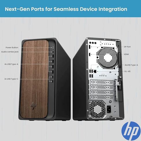 HP OmniDesk M03 Business Next Gen AI PC Desktop, Intel Core Ultra 9-285 Processor (24 Cores, Up to 5.6GHz), 32GB DDR5 RAM, 2TB SSD, USB-C, Wi-Fi 6, HDMI+DP Dual Monitor Support, Windows 11 Pro in Kuwait