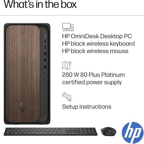 HP OmniDesk M03 Business Next Gen AI PC Desktop, Intel Core Ultra 9-285 Processor (24 Cores, Up to 5.6GHz), 32GB DDR5 RAM, 2TB SSD, USB-C, Wi-Fi 6, HDMI+DP Dual Monitor Support, Windows 11 Pro in Kuwait
