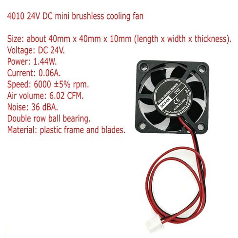 JZK 40x40x10 مم 2pin DC 24V مروحة تبريد صامتة صغيرة مع أسلاك، 4010 مروحة تبريد صغيرة هادئة 40 مم، 4 سم 24 فولت مروحة DC بدون فرش، مروحة طابعة ثلاثية الأبعاد مع كابل وموصل in Kuwait