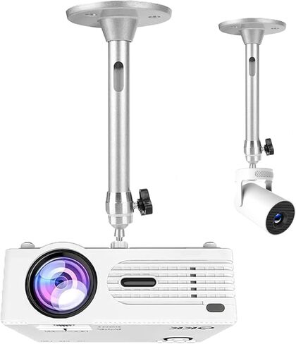 2-Be-Best Universal Mini Projector Mount Projector Mount على السقف 360 درجة دوران 180 درجة إمالة جهاز عرض صغير على الحائط طول 8.6 بوصة / 22 سم لأجهزة العرض CCTV DVR كاميرا LED ضوء فضي in Kuwait