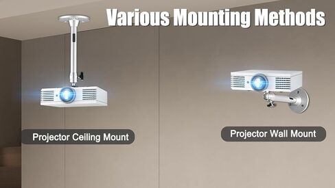 2-Be-Best Universal Mini Projector Mount Projector Mount على السقف 360 درجة دوران 180 درجة إمالة جهاز عرض صغير على الحائط طول 8.6 بوصة / 22 سم لأجهزة العرض CCTV DVR كاميرا LED ضوء فضي in Kuwait