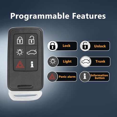 متوافق مع فولفو 2011-2016 S60 2007-2016 S80 2009-2015 XC60 جهاز تحكم ذكي بدون مفتاح للتحكم عن بعد لـ KR55WK49266، 902 ميجاهرتز، 6 أزرار بواسطة RemoteMatch in Kuwait