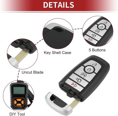 ACROPIX M3NA2C931426 Keyless Entry Remote Key Fob for Ford Edge Fusion 2017-2020 for Ford Explorer 2018-2019 902MHz Replacement Car Control Key Kit DIY Tool 5 Buttons Black in Kuwait