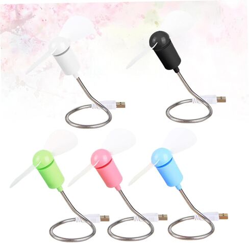 Zerodeko 5pcs USB Mini Flexible Small Desk Fans Portable Silent Cooling Fans for Laptop Desktop Computer, Compact Adjustable Air Movers for Office Home Travel Random Color in Kuwait