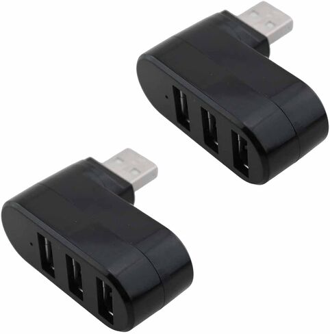 2 قطعة USB صغير 2.0 3 منافذ محور محور 3 منافذ توسيع الفاصل للأقراص الصلبة المحمولة أجهزة الكمبيوتر المحمولة والكاميرات الرقمية أسود in Kuwait