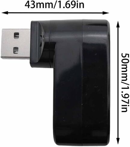 2 قطعة USB صغير 2.0 3 منافذ محور محور 3 منافذ توسيع الفاصل للأقراص الصلبة المحمولة أجهزة الكمبيوتر المحمولة والكاميرات الرقمية أسود in Kuwait