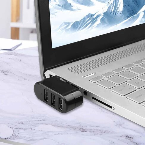 2 قطعة USB صغير 2.0 3 منافذ محور محور 3 منافذ توسيع الفاصل للأقراص الصلبة المحمولة أجهزة الكمبيوتر المحمولة والكاميرات الرقمية أسود in Kuwait