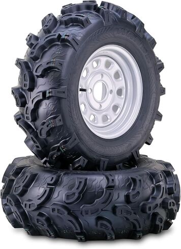 WANAND ATV Tyre Wheel Assembly 25x10-12 Super Mud مع 4-110 PCD 5+2 Silver Wheel-17035 ، Set 2 in Saudi Arabia