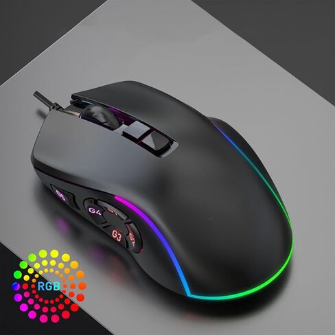 GOWENIC Gaming Mouse, RGB Macro Define 6 Levels Adjustable DPI 7200dpi Optical Wired Computer Mouse for Home Office in Kuwait