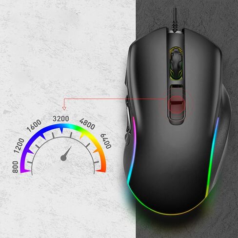 GOWENIC Gaming Mouse, RGB Macro Define 6 Levels Adjustable DPI 7200dpi Optical Wired Computer Mouse for Home Office in Kuwait
