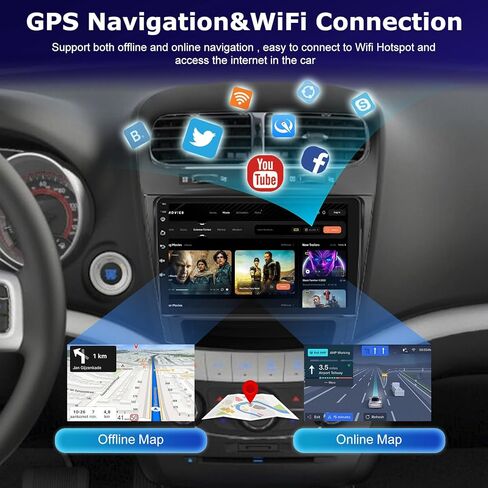 [4+64G] راديو Android لسيارة Dodge Journey 2011-2019 ولشركة Fiat Freemont 2012-2014: شاشة لمس IPS مقاس 9 بوصات راديو Dodge Journey - Carplay اللاسلكي وAndroid Auto، تخصيص الصفحة الرئيسية + كاميرا احتياطية in Kuwait
