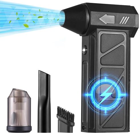 4 in 1 160W Electric Air Duster with Light 130000RPM 4 Speed Adjustable Cordless Portable Dry Blower with Removable Suction and Brush Nozzle Dust Cup for Cleaning Blowing in Kuwait