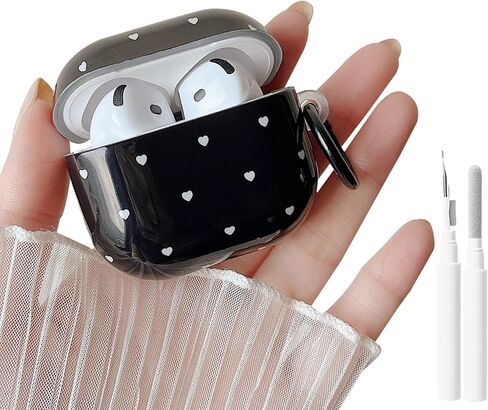حافظة MINSCOSE لـ AirPods 4، تصميم بنمط قلوب الحب اللطيفة مع قفل سلسلة مفاتيح عصري، حافظة واقية ناعمة من مادة TPU مضادة للصدمات مع مجموعة أدوات تنظيف للفتيات والنساء لأجهزة Airpods 4-وردي in Kuwait